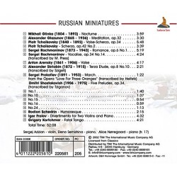 Russian Miniatures - Glinka Glazunov Tchaikovsky Cd Album (verso)