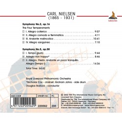 Symphonies n°2 et 5 - Royal Liverpool - Carl Nielsen - Album Cd (verso) neuf