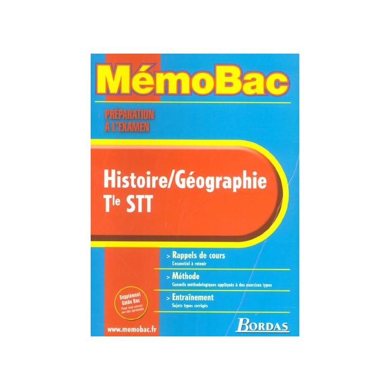 Memo Bac STT Histoire Geo, Livre Occasion